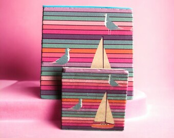 Untersetzer Regenbogenschiff 15cm x 15 cm