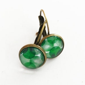 Earrings Green bubbles 12 mm bronze color image 3