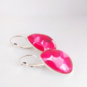 Earrings drops Big pink bubbles silver colors image 3