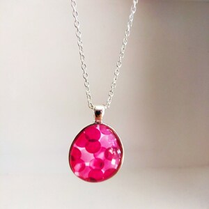 Glass Necklace Pink bubble silver colors image 3