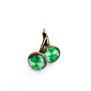 Earrings Green bubbles 12 mm bronze color image 4