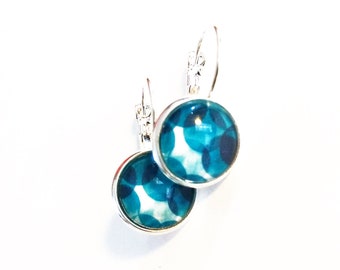 Earrings "Aqua Bubbles" 12 mm silver color