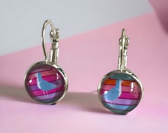 Earrings "Rainbow Ship" 12 mm silver-coloured