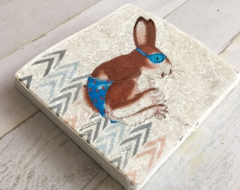 Tile Alfred Ass Bomb, the sports bunny 10 cm x 10 cm