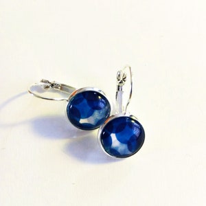 Earrings Blue bubbles 12 mm silver color image 4