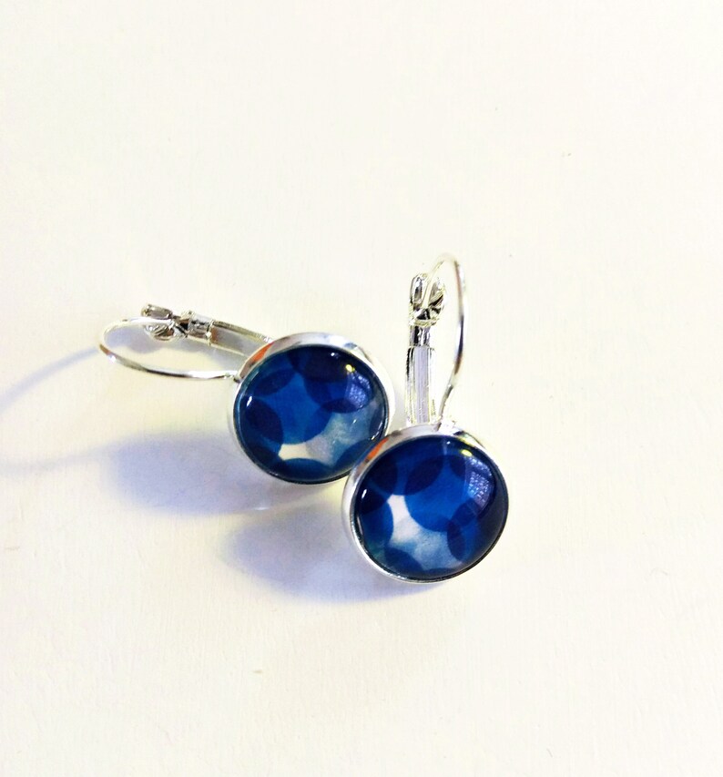 Earrings Blue bubbles 12 mm silver color image 4