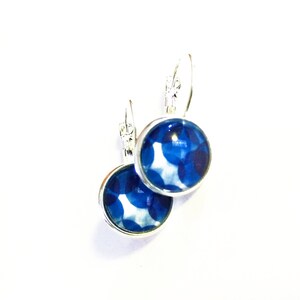 Earrings Blue bubbles 12 mm silver color image 1