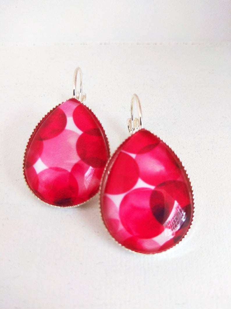 Earrings drops Big pink bubbles silver colors image 1