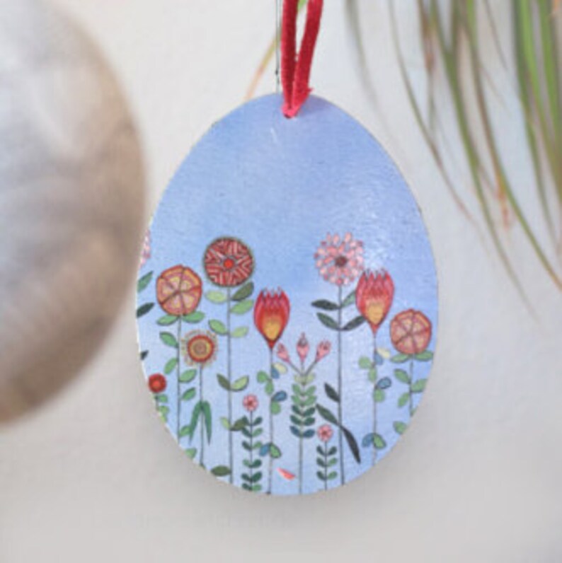 Easter egg pendant flower magic blue image 1