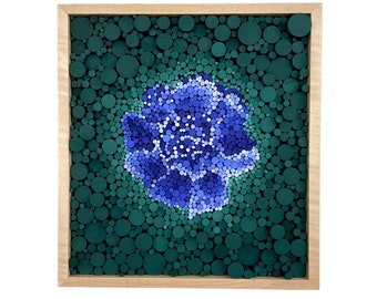 Wood art - "Blue Peony" - Home decor, Modern art, Living room art, 22x24