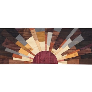 Autumn Sunset Wood Wall Art: Rustic Handmade Home Decor (12x36&quot;)