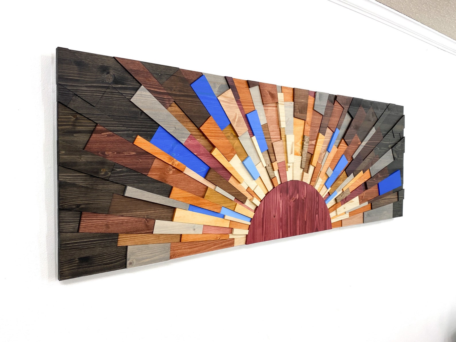 Wood Wall Art blue September 60x20 Wooden Wall Etsy