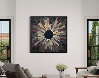 Eclipse Wood Wall Art: Modern Abstract Hanging, 36x36