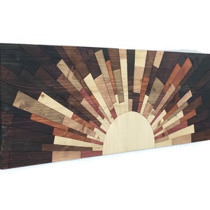 arte da parete in legno - Alba in legno "OAK CITY SUNRISE" 91x30 cm