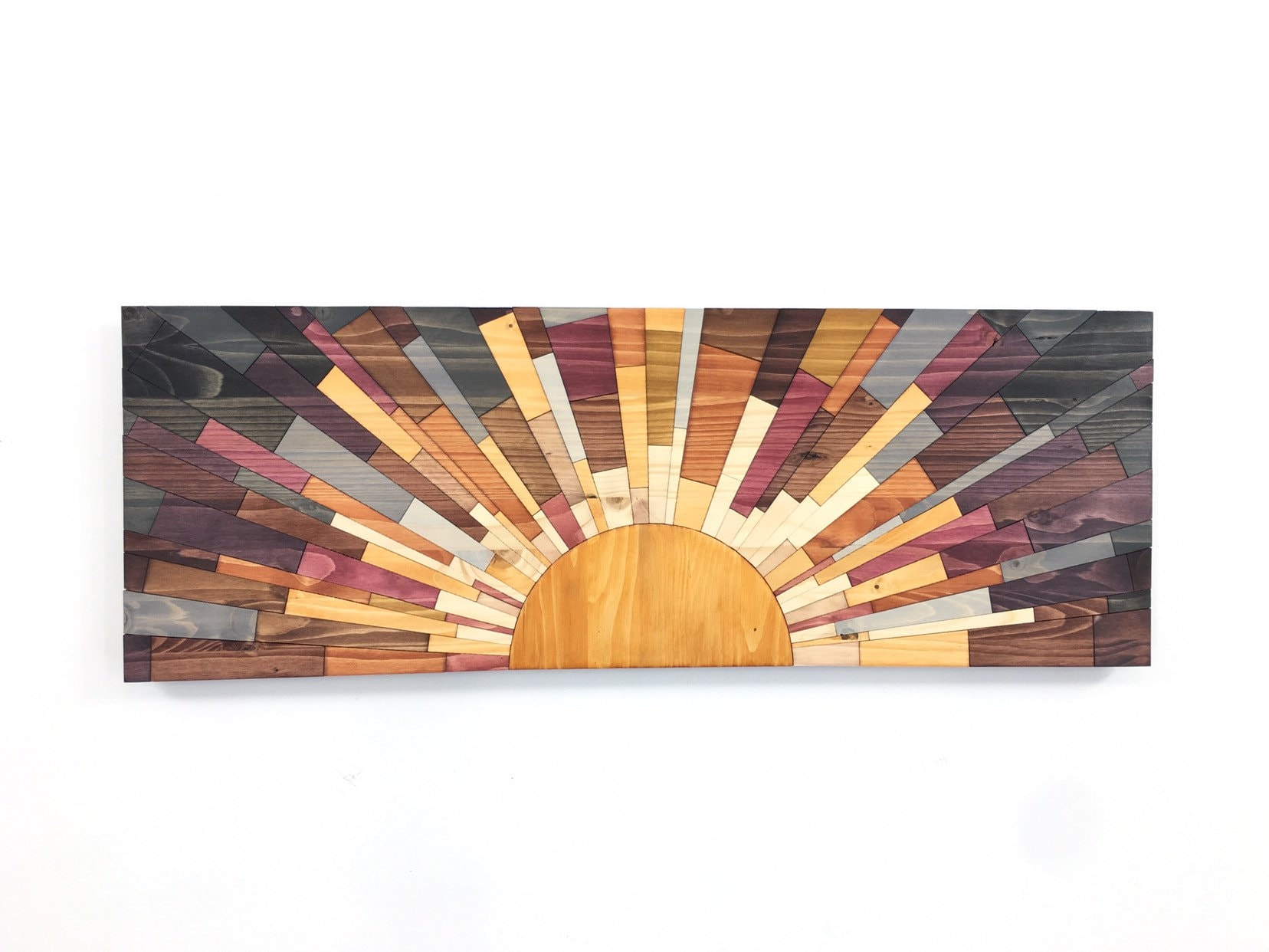 Wood Wall Art a Sunrise at Night 36x12 Sun Wood Art, Wall Hanging, Wood  Decor, Unique Art, Stainsandgrains, Jeremy Gould, Modern Art 