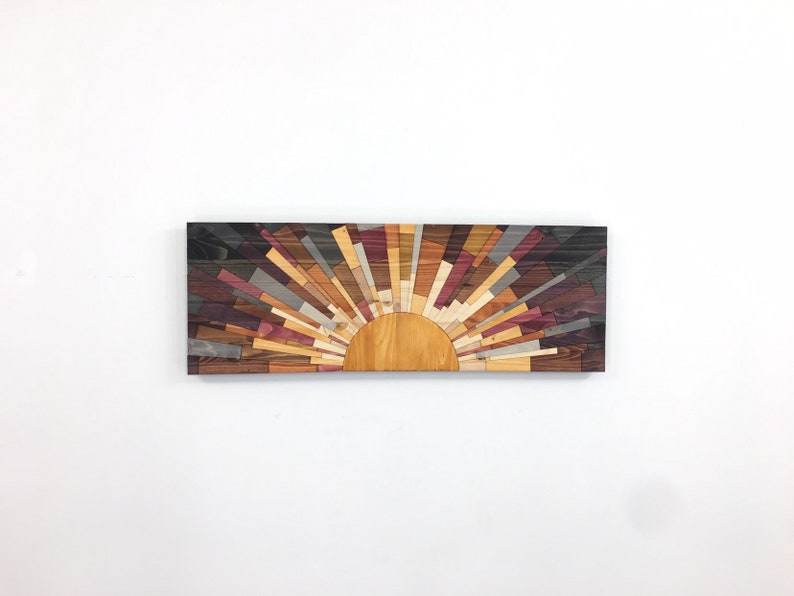 Wood Wall Art a Sunrise at Night 36x12 Sun Wood Etsy