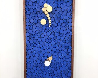 Wood Wall Art - "Vida Nueva" - Blue & Gold Modern Art by Jeremy Gould