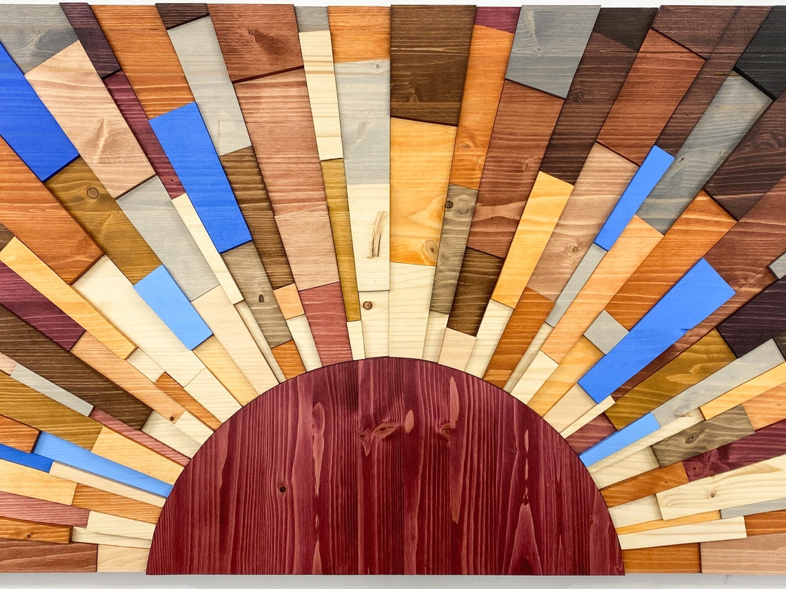 Wood Wall Art blue September 60x20 Wooden Wall Etsy