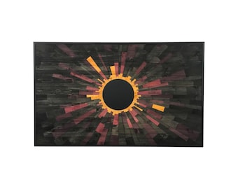 Large wood wall art - "Venusian Eclipse II" (60x35) - Wood art, wall hanging
