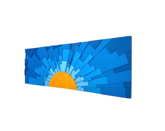 Wood Decor, "Sunset Sea", Wall Art (36x12)