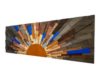 Burning Daylight Wood Wall Art: Modern Sunset Sunrise Decor (60x20)