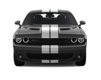 Dual 8&quot; Racing Stripes Self Healing Vinyl fits Dodge Challenger 2008 to 2022