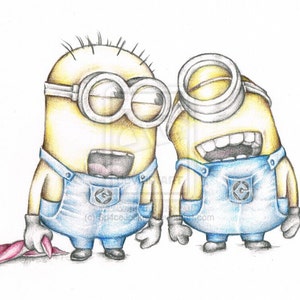 Minions  Despicable Me Art colour Pencil Drawing High Quality Signed A4 Print