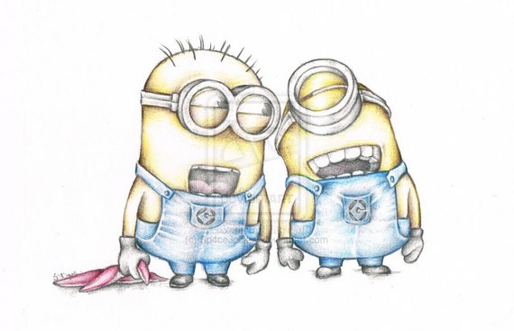 Minions Despicable Me Arte color lápiz dibujo de alta calidad - Etsy México