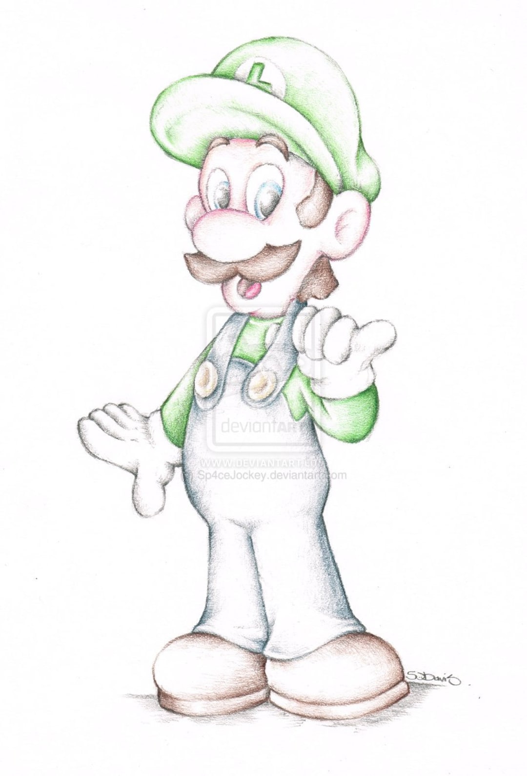 Wardian sag største det tvivler jeg på Super Mario Brothers Luigi Nintendo Art Coloured Pencil - Etsy