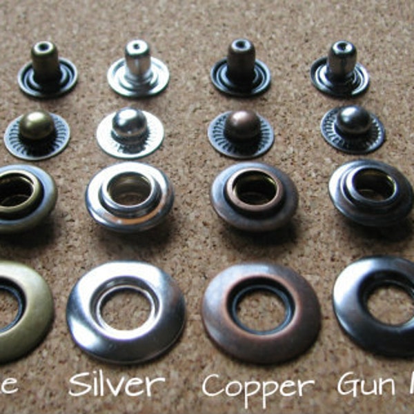 Ring Snap Fastener Buttons Poppers  Antique Copper, Antique Brass, Nickel, Gun Metal - Qty.25 - Sizes 17mm, 20mm