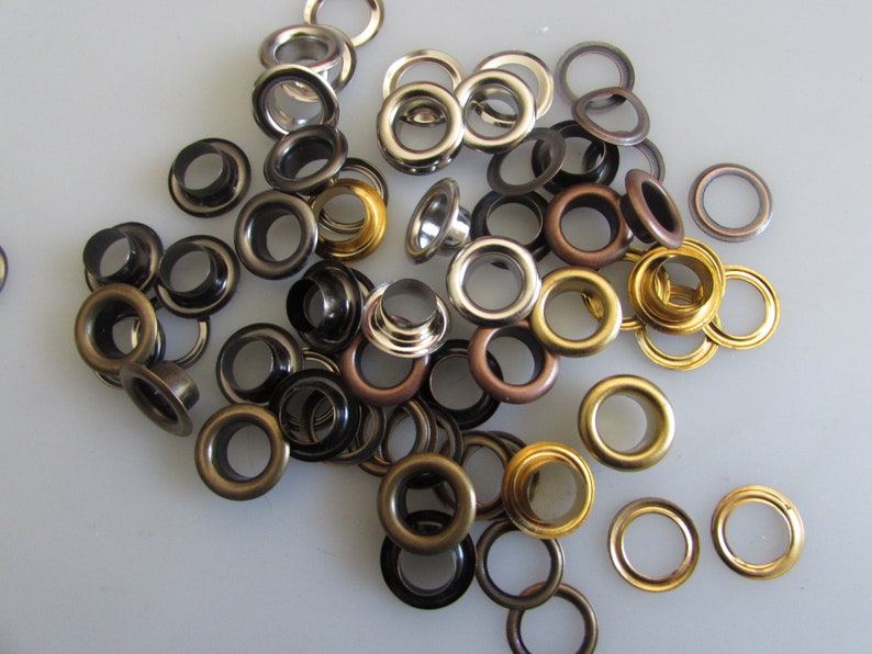Grommets Curved Eyelets 3MM,5MM 6MM 8MM, 10MM,12MM,14MM 2 Part Qty. 50/100 image 1