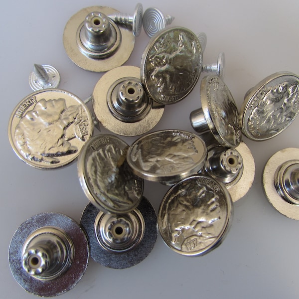 Buffalo / Indian Nickel Coin Button Stud 20mm Shank Rivet Tacks Pacifiers