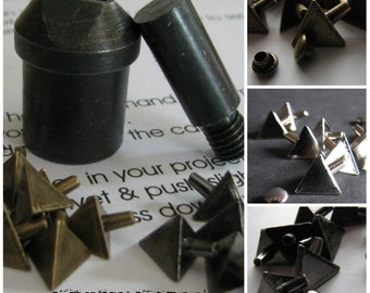 9mm Triangle Spike Rivet Die Mold for Hand Press Machine Setter, + quantity 30 Rivets