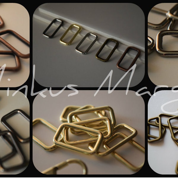 Rectangle Ring Wire Loop  Solid Brass - Sizes 1/2",  7/8"