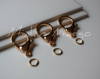 1 3/8" Clasps Hooks Lobster Clips w/ Matching O Ring Large 35mm Rose Gold