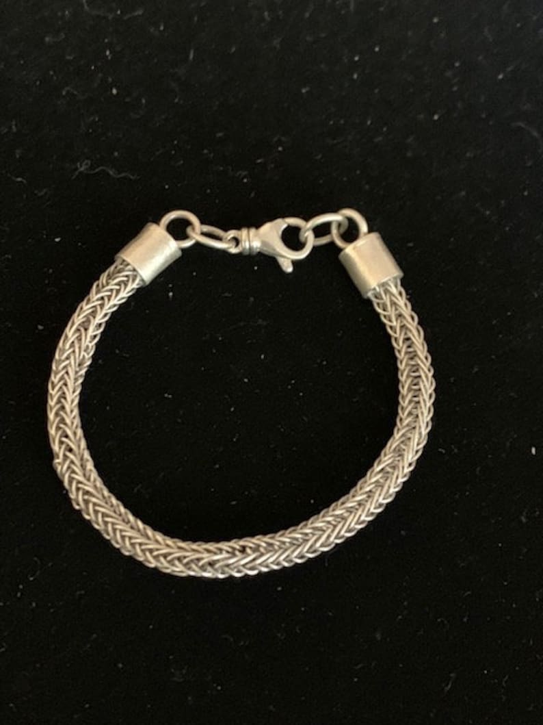 Sterling Silver Viking Knit Chain Bracelet Etsy