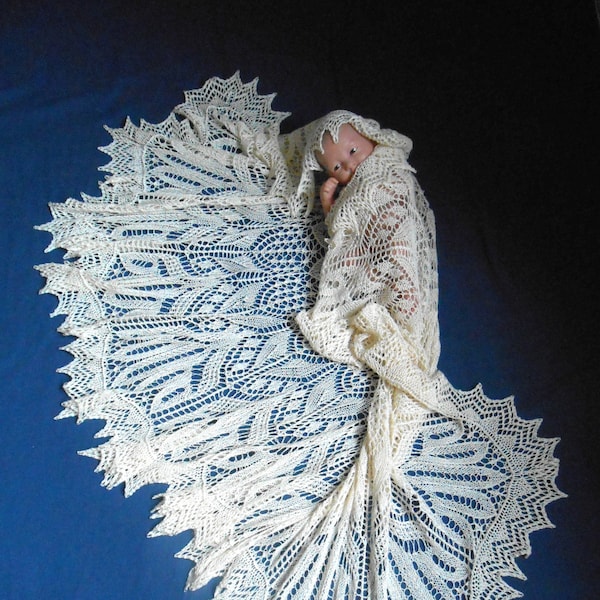 knitted christening shawl