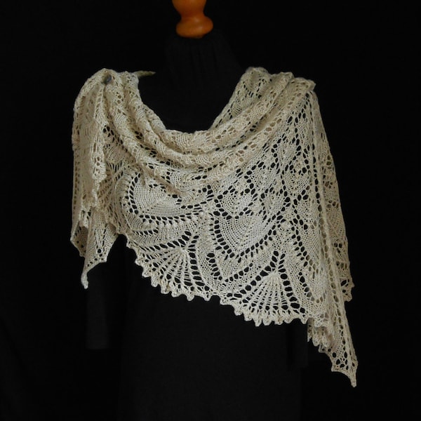 Hand Knit  Triangular Lace Wedding Shawl. With Glass Beads. Estonian Lace. Knitted in the UK. Made to Order. Luxury Yarns