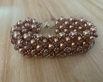Pink Czech Glass Pearl Handmade Beaded Bracelet