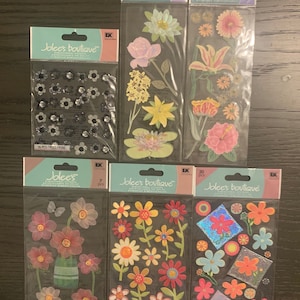 Jolee's Boutique Stickers - Glittery Flowers, Sparkly Flowers, Water Lilies, Daisies