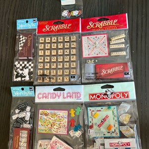 Jolee&#39;s Boutique Stickers - Board Games, Hasbro, Scrabble, Candy Land, Monopoly, Dice, Dominoes, Chess