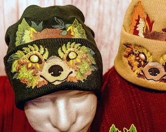 Forest Wolf Cuffed Beanie Hat