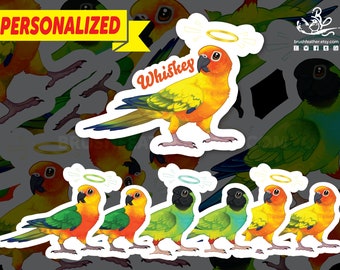 Personalized Conure Angel Sticker | Weatherproof | Aratinga