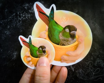 Cup of Conure Sticker || Weatherproof