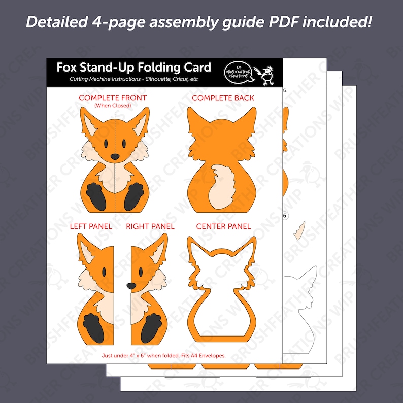 Fox Stand Up Tarjeta plegable SVG Bundle // USO PERSONAL imagen 4