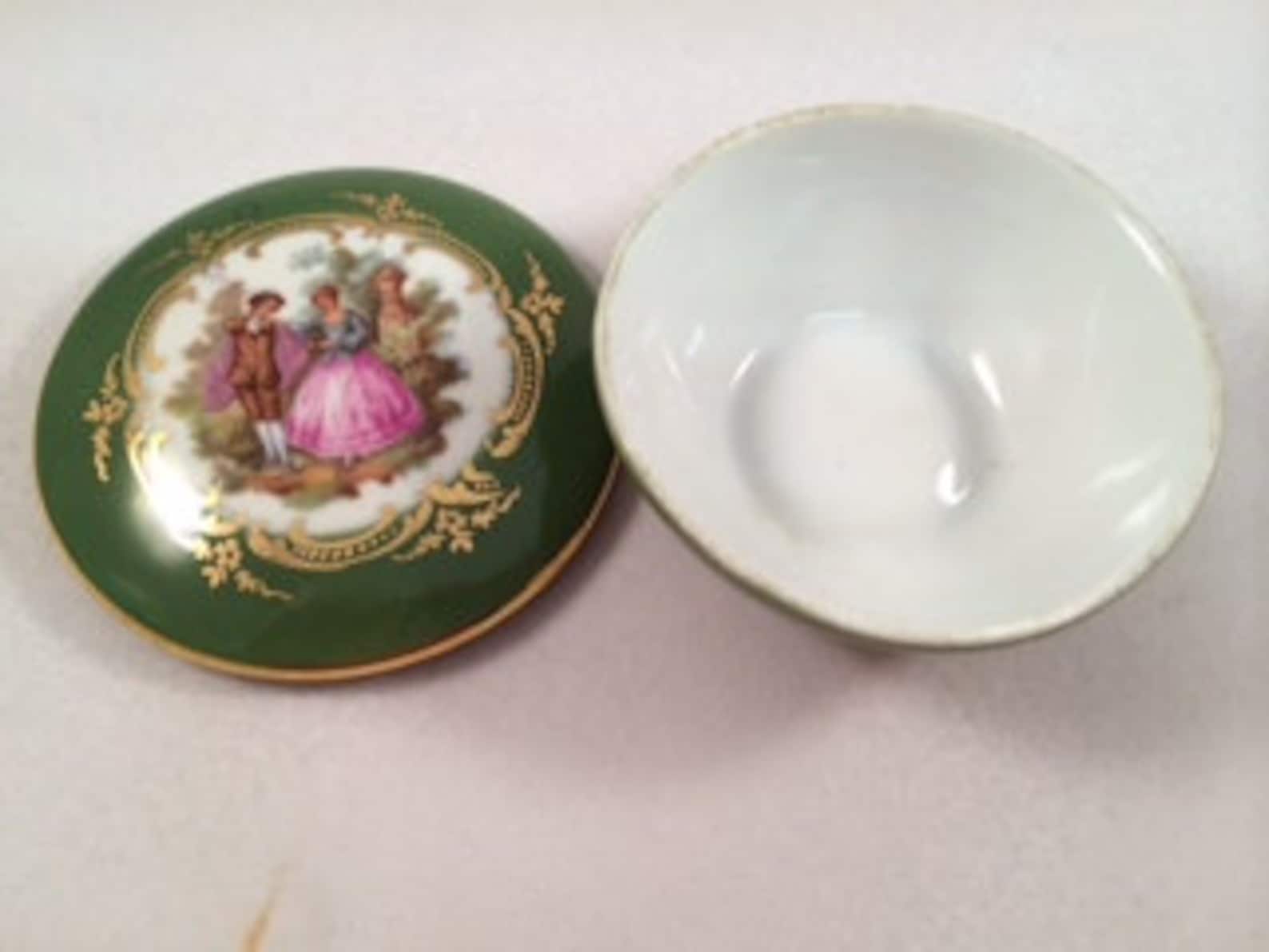 Green Limoges Porcelain Trinket Box Etsy