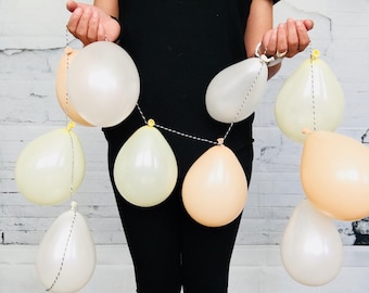 Mini Balloon Garland | Blush, Pearl White and Ivory | Birthday Party | Milestone Birthday | Modern Party Decor