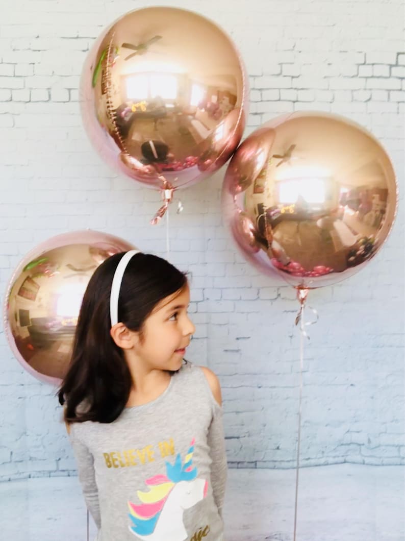 Metallic Rose Gold Round 15 Foil Balloons with tassel, Rose Gold Decor, Baby Shower, It's a Girl, Bachelorette Party, Sweet Sixteen image 4