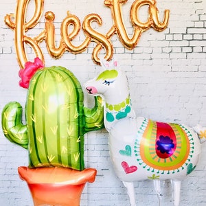 Llama and Potted Cactus Balloon, Giant 41 Inch Llama Mylar Balloon, 41 inch cactus foil Balloon, Llama Party Decor, Holy Llama, Cactus Decor