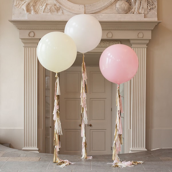 36" Giant Jumbo Round Balloon with tassel garland tail, Wedding Decoration, Bridal shower, Bachelorette party